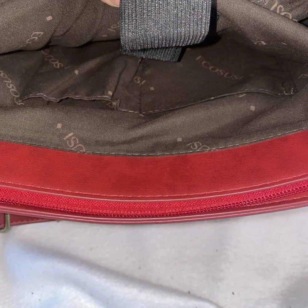 Ecosusi Vegan Leather red purse Briefcase Padded Laptop Messenger Office bow